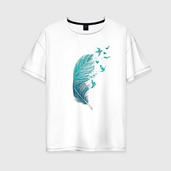 Женская футболка оверсайз Перья и птицы