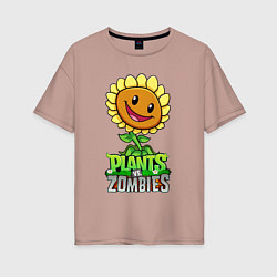 Женская футболка оверсайз Plants vs Zombies Подсолнух