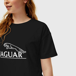 Футболка оверсайз женская Jaguar, Ягуар Логотип, цвет: черный — фото 2