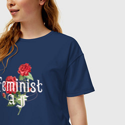 Футболка оверсайз женская Feminist AF, цвет: тёмно-синий — фото 2