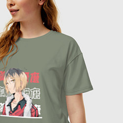 Футболка оверсайз женская Волейбол Haikyu , Кенма Козуме Kenma Kozume, цвет: авокадо — фото 2