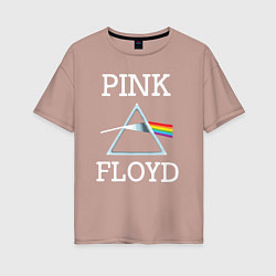 Футболка оверсайз женская PINK FLOYD - ПИНК ФЛОЙД ЛОГОТИП, цвет: пыльно-розовый