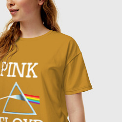 Футболка оверсайз женская PINK FLOYD - ПИНК ФЛОЙД ЛОГОТИП, цвет: горчичный — фото 2