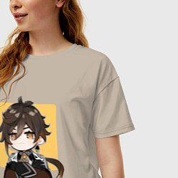 Футболка оверсайз женская Задумчивый Чжун Ли, цвет: миндальный — фото 2