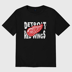Футболка оверсайз женская Детройт Ред Уингз Detroit Red Wings, цвет: черный