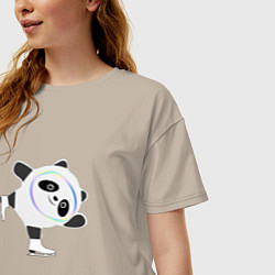 Футболка оверсайз женская Китайское фигурное катание, цвет: миндальный — фото 2