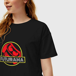 Футболка оверсайз женская Футурама Бендер Логотип, Futurama, цвет: черный — фото 2