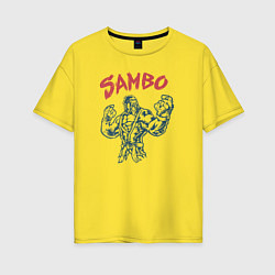 Женская футболка оверсайз Самбо горилла в ярости
