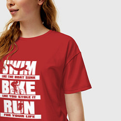 Футболка оверсайз женская Плавай, езди на велосипеде, бегай, цвет: красный — фото 2