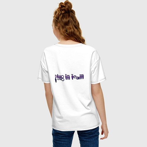 Женская футболка оверсайз Plug in team Purple by Apkx / Белый – фото 4