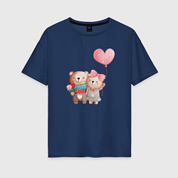 Женская футболка оверсайз Влюбленные медвежата