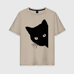 Женская футболка оверсайз Всё тот же чёрный котяра!