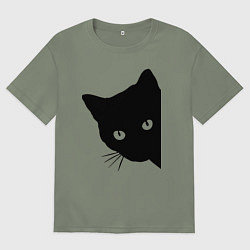 Футболка оверсайз женская Всё тот же чёрный котяра!, цвет: авокадо