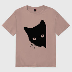 Футболка оверсайз женская Всё тот же чёрный котяра!, цвет: пыльно-розовый