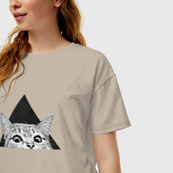 Футболка оверсайз женская Космокот 0004, цвет: миндальный — фото 2