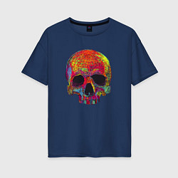 Женская футболка оверсайз Cool color skull