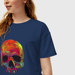 Футболка оверсайз женская Cool color skull, цвет: тёмно-синий — фото 2