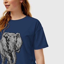 Футболка оверсайз женская Огромный могучий слон, цвет: тёмно-синий — фото 2