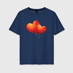 Женская футболка оверсайз Воздушные Сердца Любовные Шары