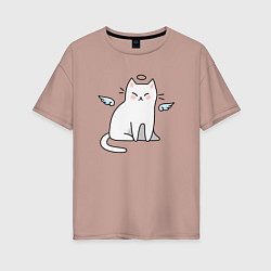 Женская футболка оверсайз КОТИК АНГЕЛ CAT ANGEL