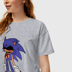 Футболка оверсайз женская Sonic Exe Sketch Hedgehog, цвет: меланж — фото 2