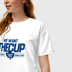 Футболка оверсайз женская Toronto Maple Leafs We want the cup Торонто Мейпл, цвет: белый — фото 2