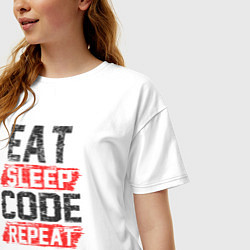 Футболка оверсайз женская EAT SLEEP CODE REPEAT, цвет: белый — фото 2