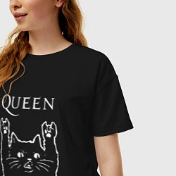 Футболка оверсайз женская Queen Рок кот, цвет: черный — фото 2