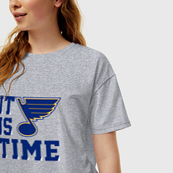 Футболка оверсайз женская It is St Louis Blues time Сент Луис Блюз, цвет: меланж — фото 2