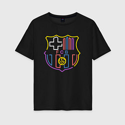 Футболка оверсайз женская FC Barcelona - Multicolor 2022, цвет: черный
