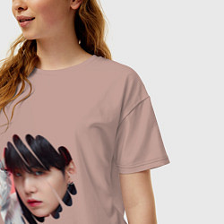 Футболка оверсайз женская Agust D SUGA BTS, цвет: пыльно-розовый — фото 2