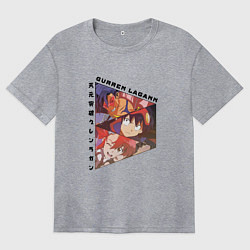 Футболка оверсайз женская Tengen Toppa Gurren Lagann, Камина, Йоко Литтнер и, цвет: меланж