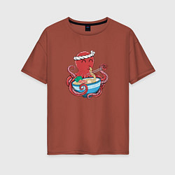 Женская футболка оверсайз Octopus Love Ramen