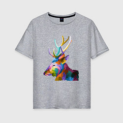 Женская футболка оверсайз Цветной олень Colored Deer