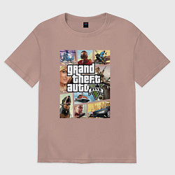 Футболка оверсайз женская GTA V Logos, цвет: пыльно-розовый