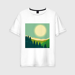 Женская футболка оверсайз Пейзаж и яркое солнце
