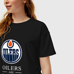 Футболка оверсайз женская Edmonton Oilers are coming Эдмонтон Ойлерз, цвет: черный — фото 2
