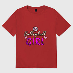 Футболка оверсайз женская Volleyball - Girl, цвет: красный