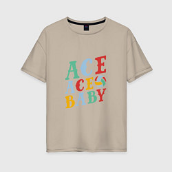 Футболка оверсайз женская Ace Ace Baby, цвет: миндальный