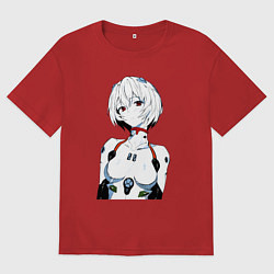 Футболка оверсайз женская Рей Аянами Rei Ayanami Ева Евангелион, цвет: красный