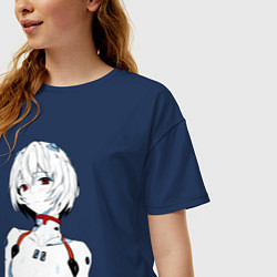 Футболка оверсайз женская Рей Аянами Rei Ayanami Ева Евангелион, цвет: тёмно-синий — фото 2