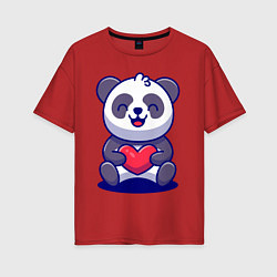 Женская футболка оверсайз Панда с сердцем!