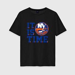Футболка оверсайз женская It Is New York Islanders Time Нью Йорк Айлендерс, цвет: черный