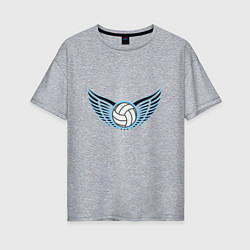 Футболка оверсайз женская Volleyball Wings, цвет: меланж