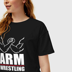 Футболка оверсайз женская Армрестлинг мускулистые руки, цвет: черный — фото 2