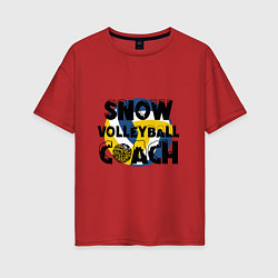 Женская футболка оверсайз Snow Volleyball Coach