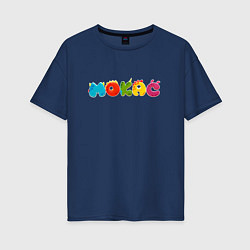 Женская футболка оверсайз Машинки Мокас Логотип