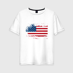 Футболка оверсайз женская Американский флаг Stars, цвет: белый
