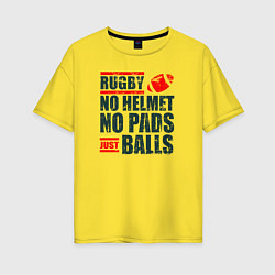 Женская футболка оверсайз Регби без шлема, без щитков, только мяч