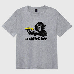 Женская футболка оверсайз Banksy - Бэнкси обезьяна с бананом